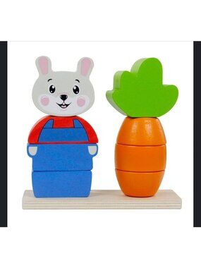 Spark Create Imagine Wooden Stacking Puzzle – Bunny & Carrot 18+ Months - New